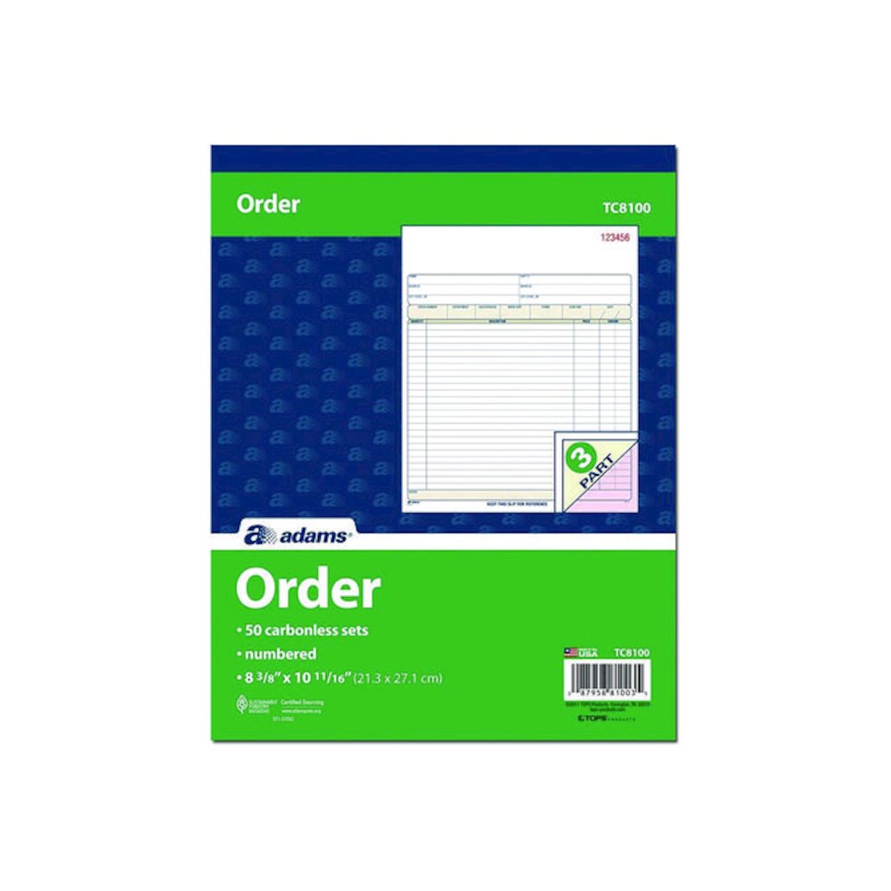 Multipart Sales Order Pad, Three-Part Carbonless, 8.34 x 10.19, 50 Forms Total. Picture 1