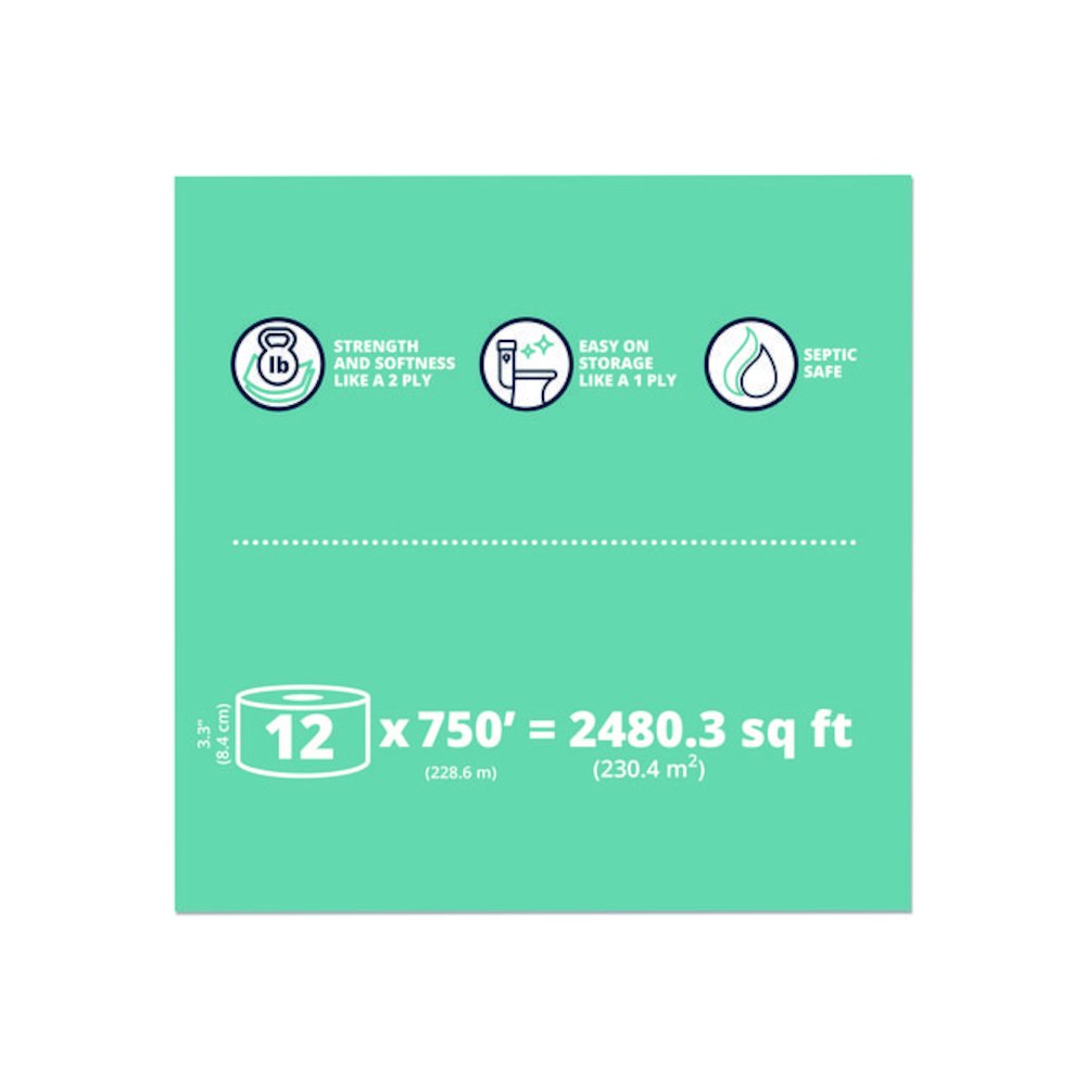 HyTech Seas Mini JRT, Septic Safe, 1-Ply, 3.3" x 750 ft, White, 6 Rolls/Carton. Picture 4