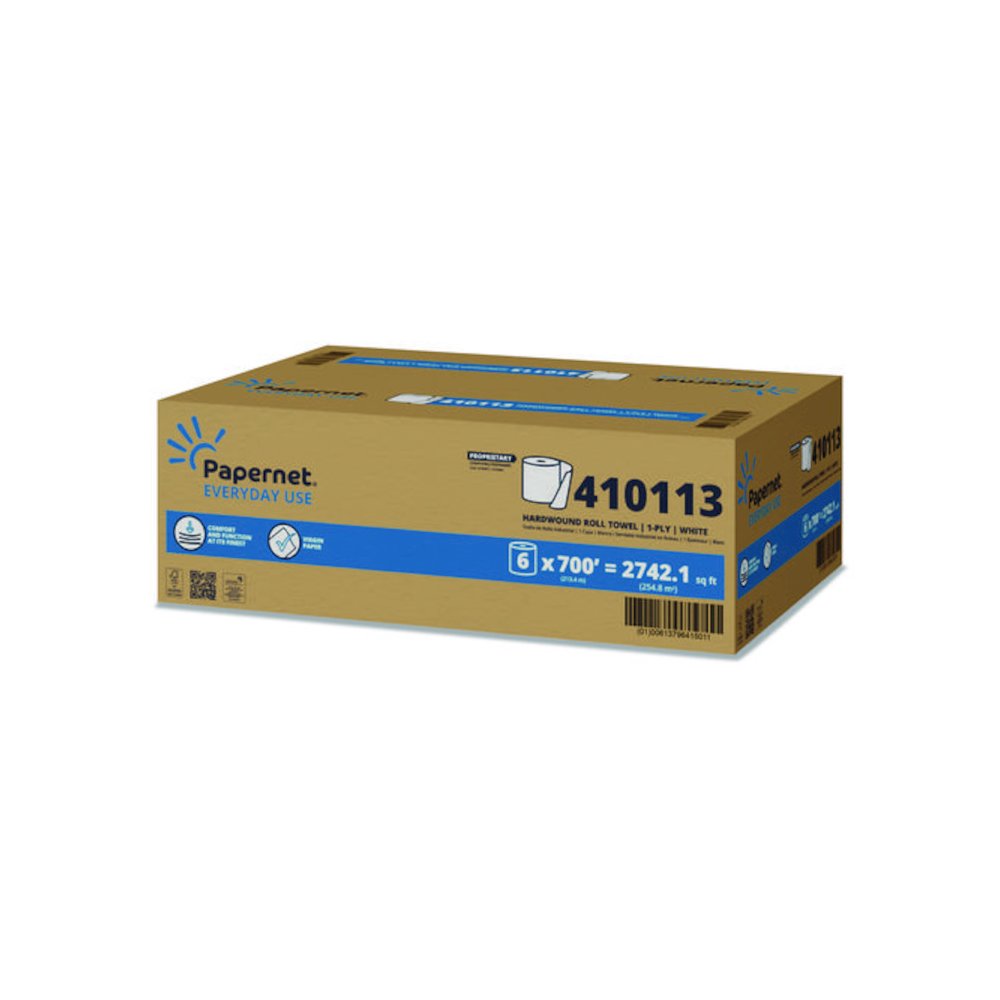 HyTech Seas Hardwound Roll Towel Heavenly Soft Standard, 1-Ply, 7.9" x 700 ft, White, 6/Carton. Picture 1