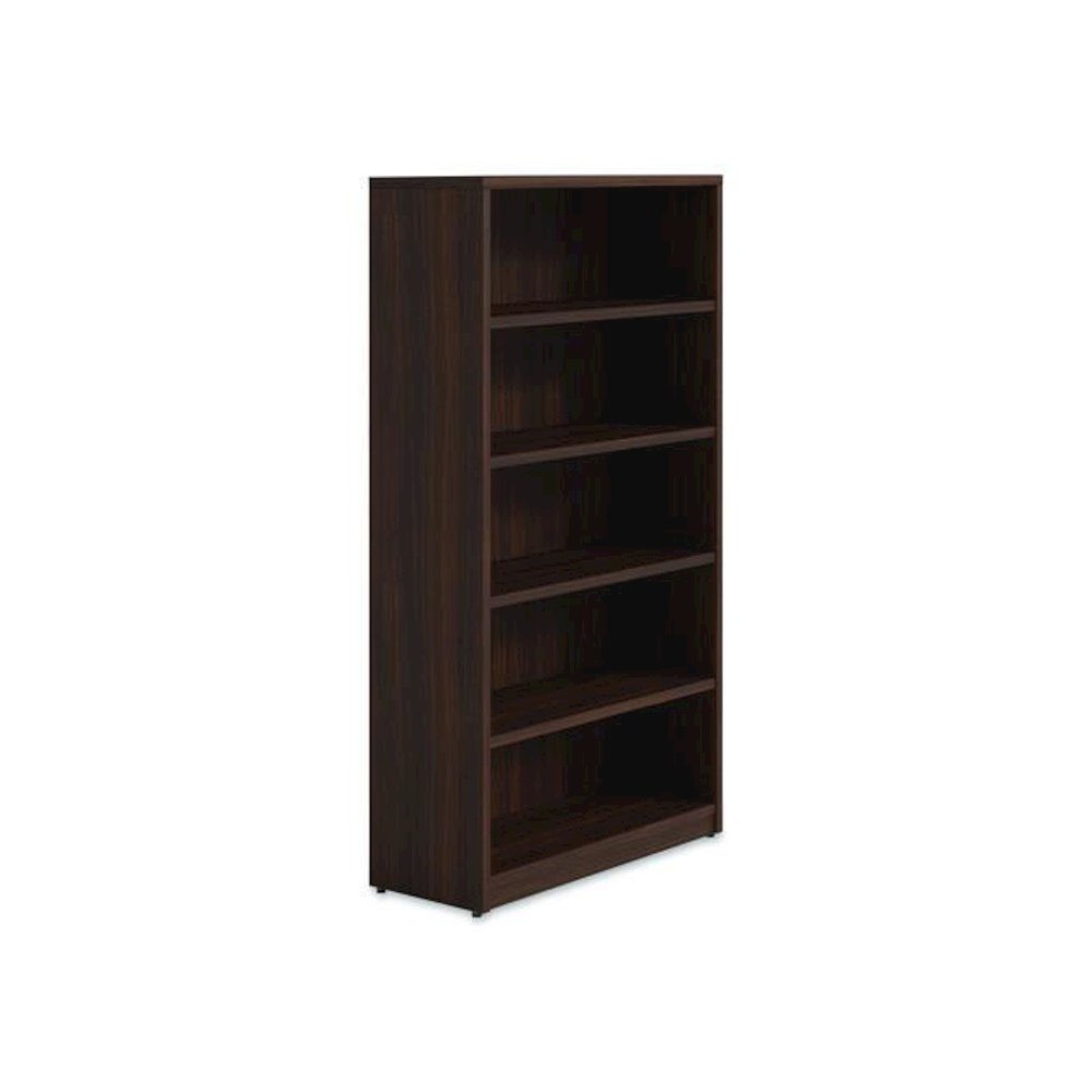 Alera Seville Bookcase, Five-Shelf, 36w x 14d x 65h, Mahogany. Picture 1