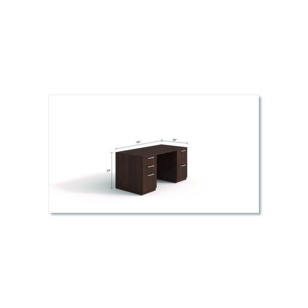 Alera Seville Series Double Pedestal Desk, 60" x 30" x 29", Mahogany. Picture 2