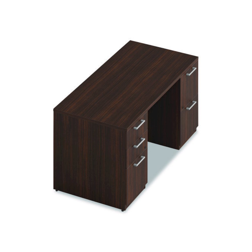 Alera Seville Series Double Pedestal Desk, 60" x 30" x 29", Mahogany. Picture 5