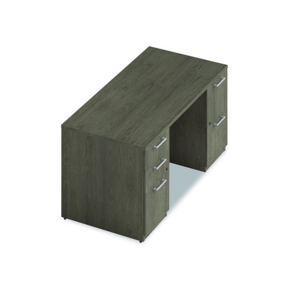 Alera Seville Series Double Pedestal Desk, 60" x 30" x 29", Walnut. Picture 5