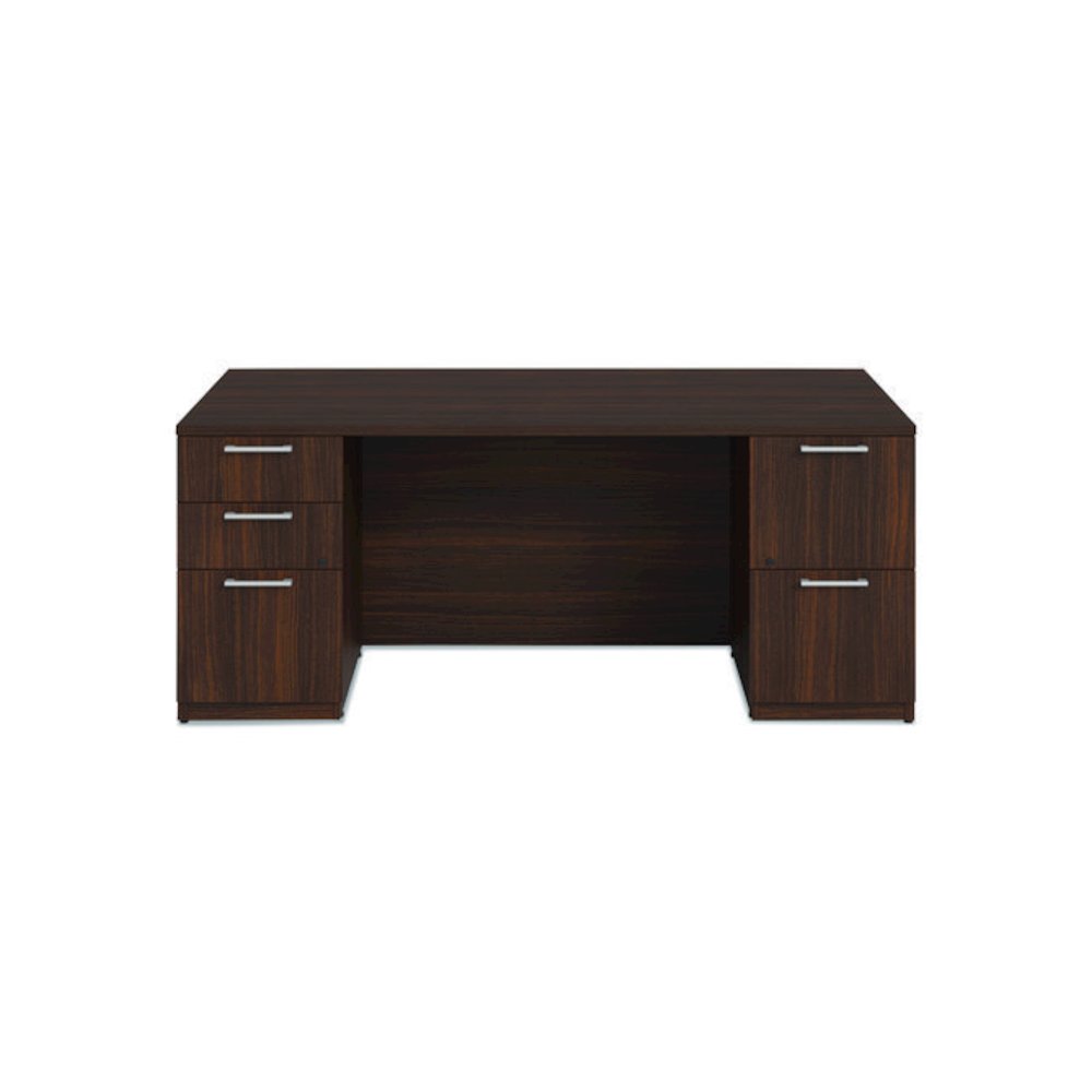 Alera Seville Series Double Pedestal Desk, 72" x 36" x 29", Mahogany. Picture 3