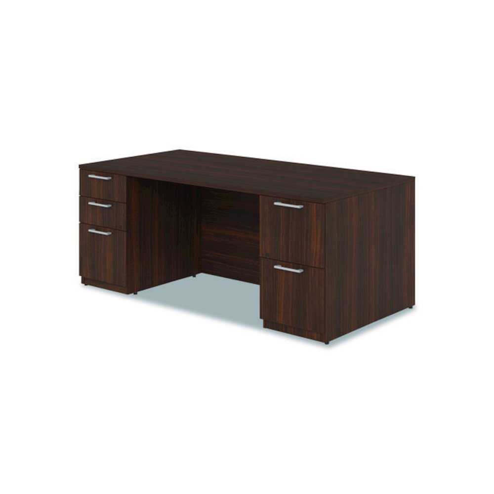 Alera Seville Series Double Pedestal Desk, 72" x 36" x 29", Mahogany. Picture 4