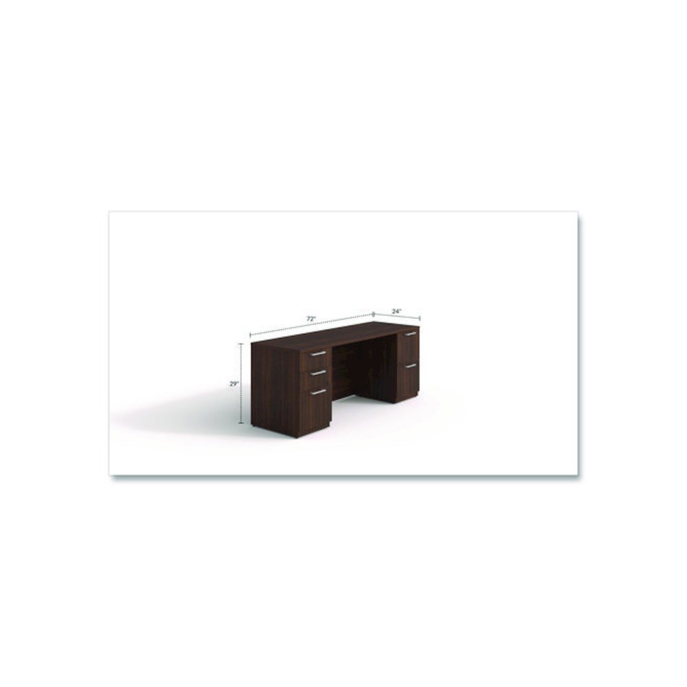 Alera Seville Series Double Pedestal Credenza, 72w x 24d x 29h, Mahogany. Picture 2