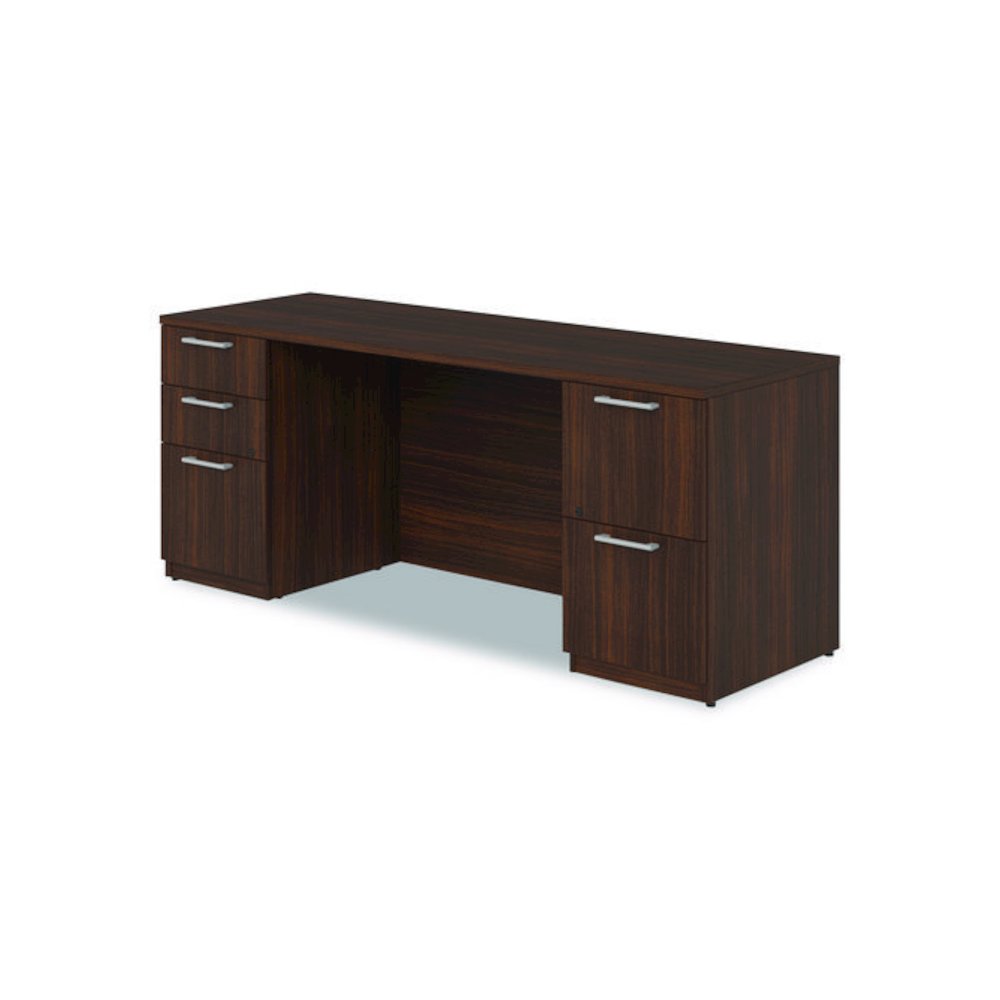 Alera Seville Series Double Pedestal Credenza, 72w x 24d x 29h, Mahogany. Picture 4