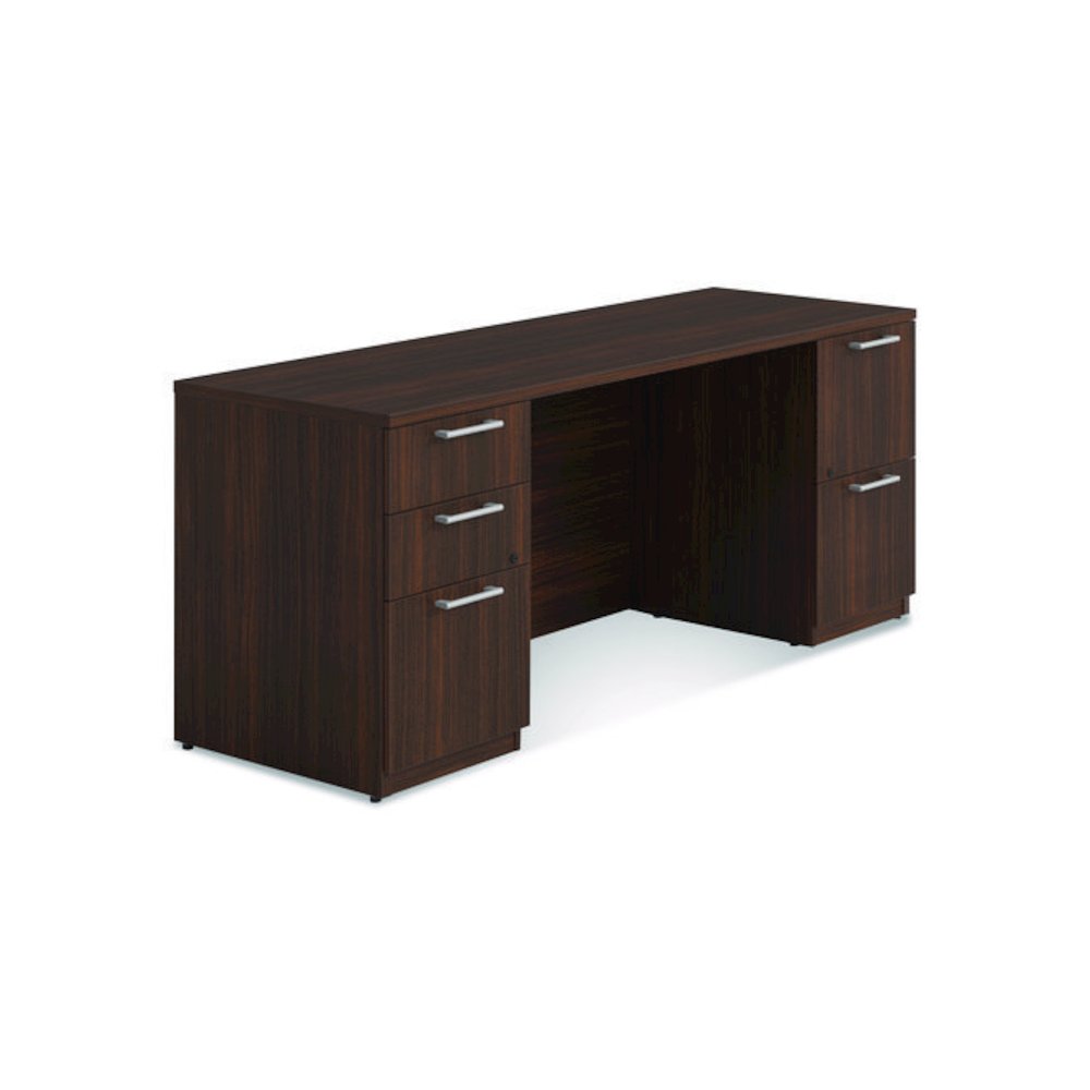 Alera Seville Series Double Pedestal Credenza, 72w x 24d x 29h, Mahogany. Picture 1