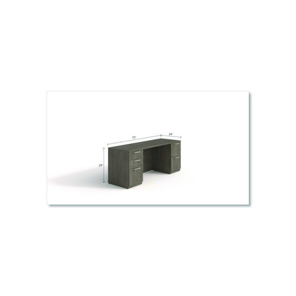 Alera Seville Series Double Pedestal Credenza, 72w x 24d x 29h, Walnut. Picture 2