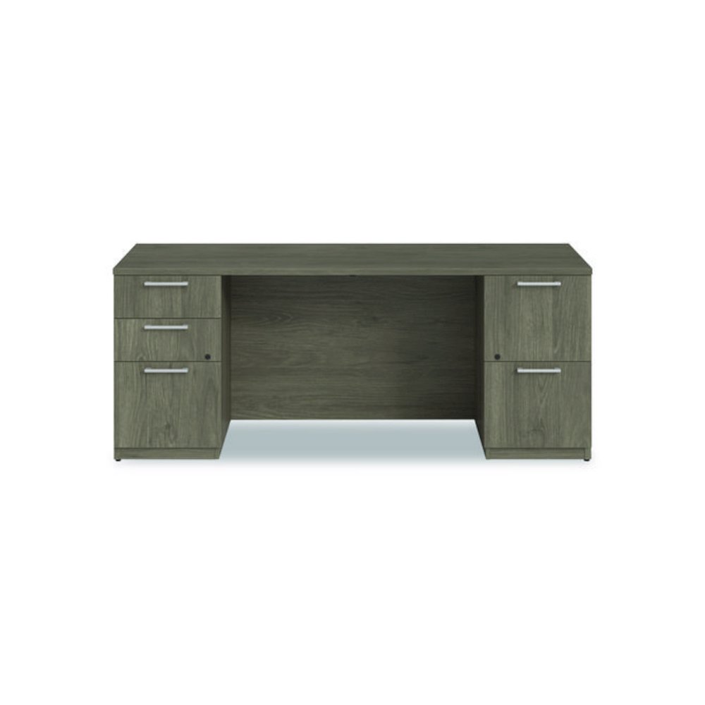 Alera Seville Series Double Pedestal Credenza, 72w x 24d x 29h, Walnut. Picture 3
