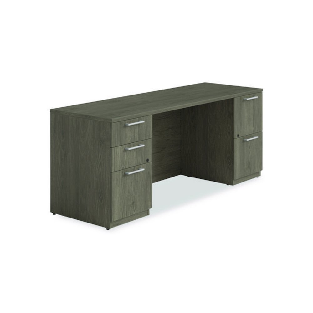 Alera Seville Series Double Pedestal Credenza, 72w x 24d x 29h, Walnut. Picture 1