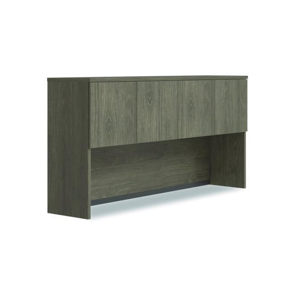 Alera Seville Hutch with Doors, 4 Compartments, 72w x 16d x 36h, Walnut. Picture 1