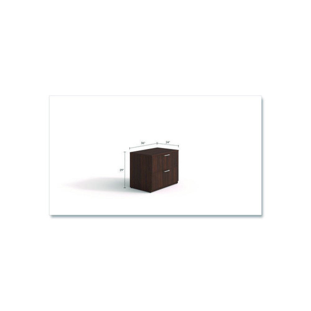 Alera Seville Series Lateral File Cabinet, 2 Legal-Size File Drawers, Mahogany, 36" x 24" x 29". Picture 2