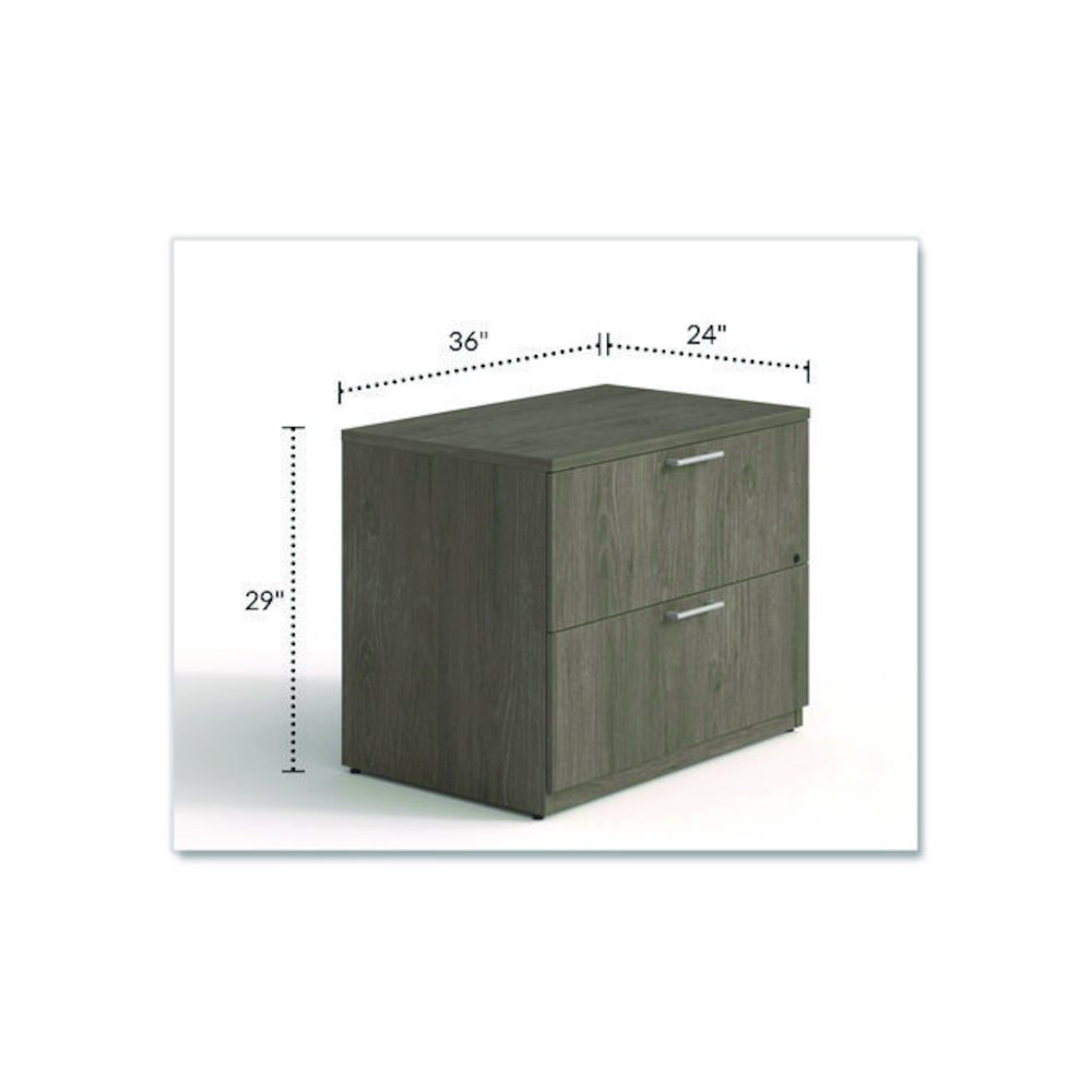 Alera Seville Series Lateral File Cabinet, 2 Legal-Size File Drawers, Walnut, 36" x 24" x 29". Picture 2
