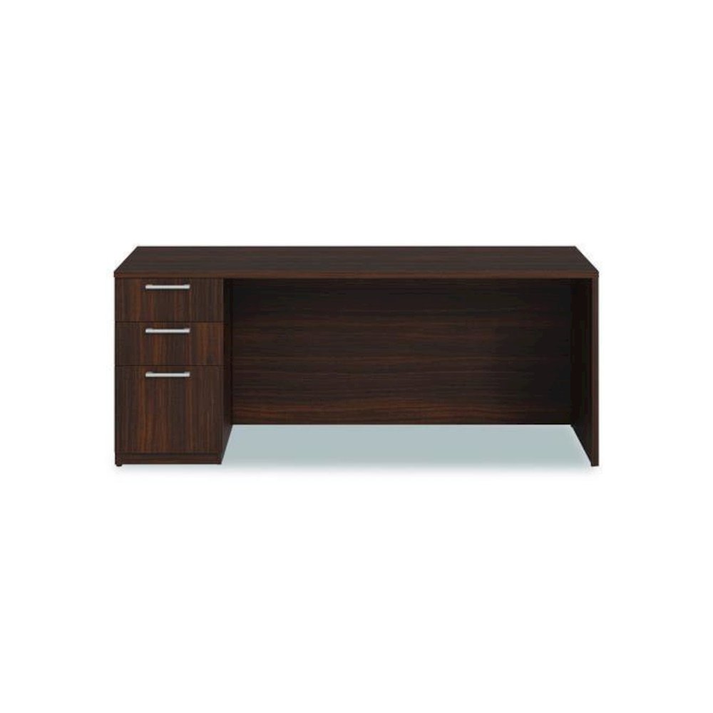 Alera Seville Series Credenza with Pedestal, Left Pedestal, 72w x 24d x 29h, Mahogany. Picture 3