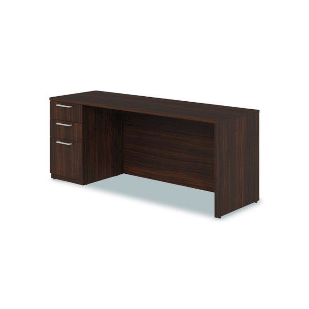 Alera Seville Series Credenza with Pedestal, Left Pedestal, 72w x 24d x 29h, Mahogany. Picture 4