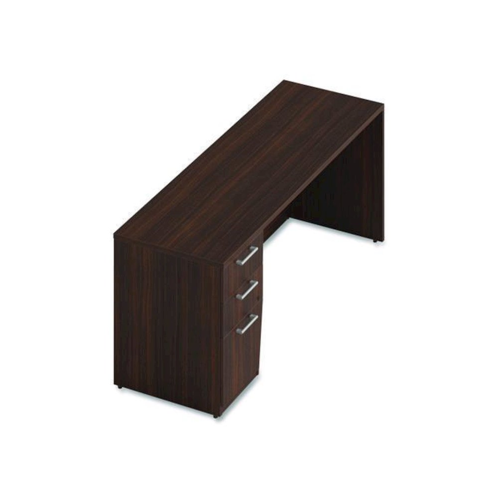Alera Seville Series Credenza with Pedestal, Left Pedestal, 72w x 24d x 29h, Mahogany. Picture 5
