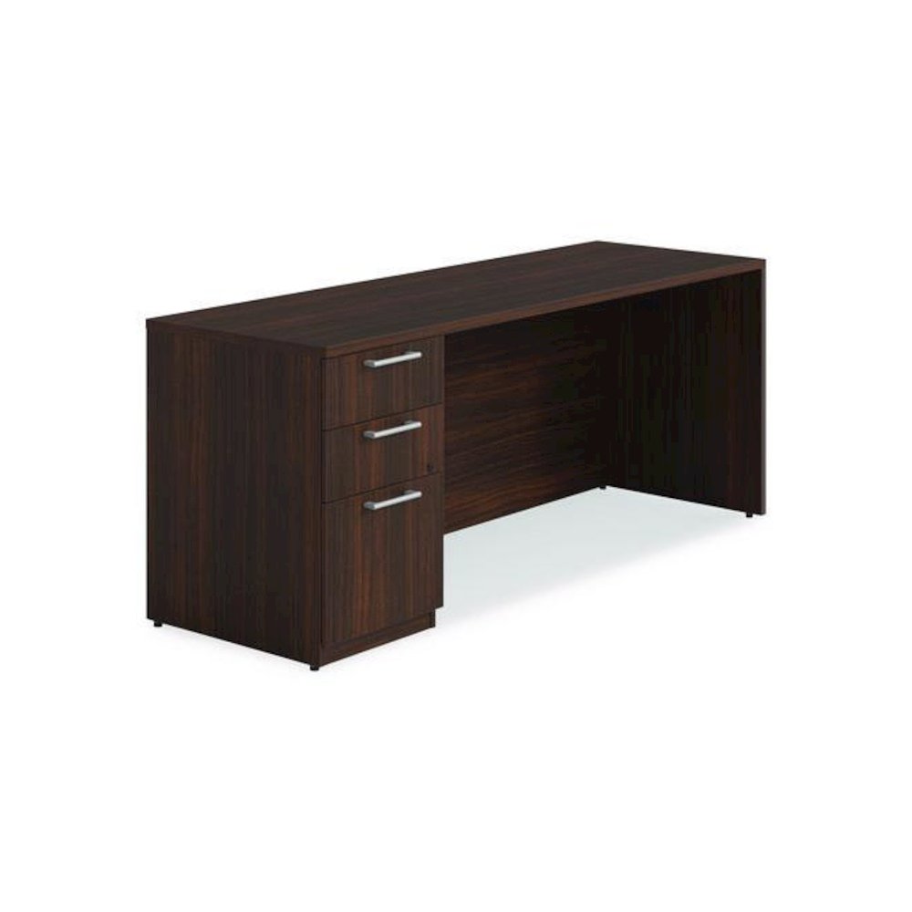 Alera Seville Series Credenza with Pedestal, Left Pedestal, 72w x 24d x 29h, Mahogany. Picture 1