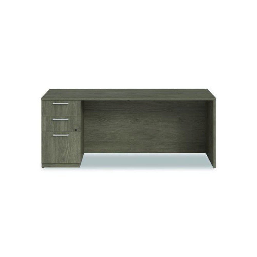 Alera Seville Series Credenza with Pedestal, Left Pedestal, 72w x 24d x 29h, Walnut. Picture 3