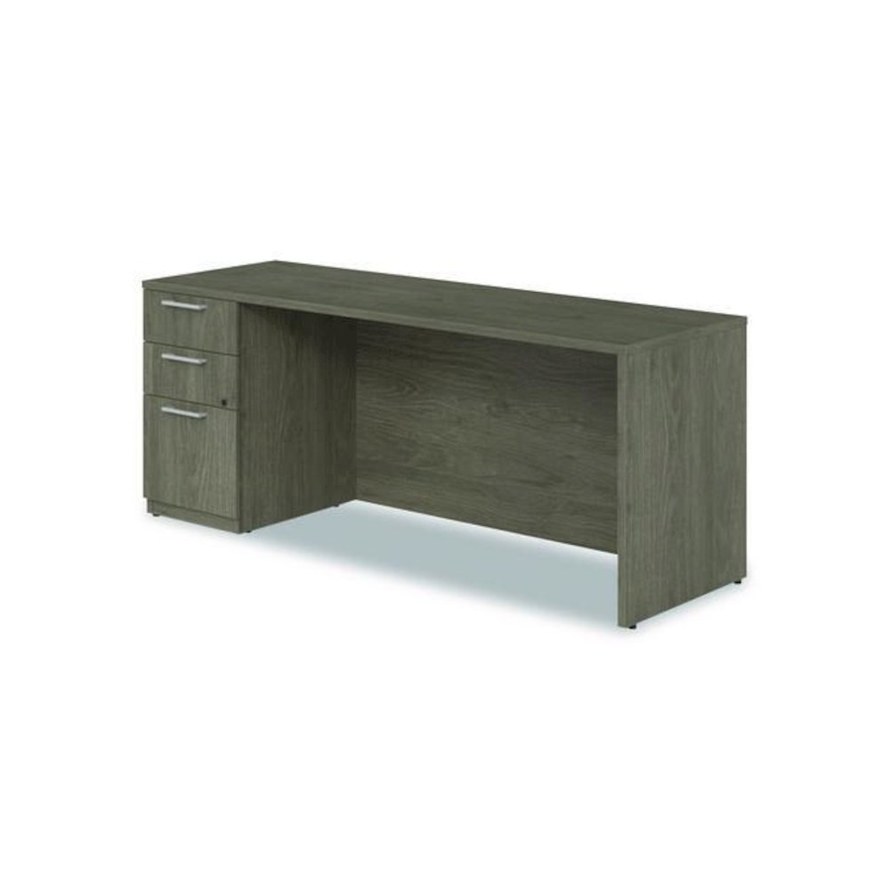 Alera Seville Series Credenza with Pedestal, Left Pedestal, 72w x 24d x 29h, Walnut. Picture 4