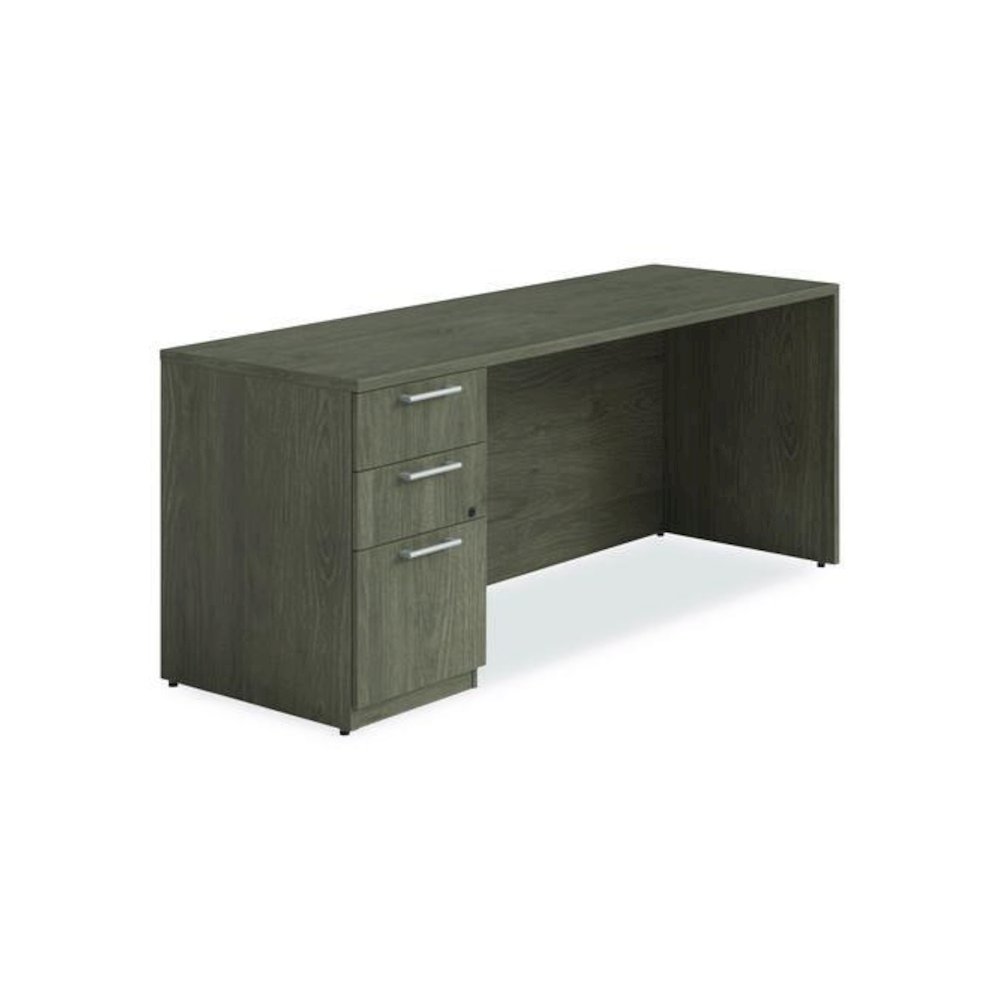 Alera Seville Series Credenza with Pedestal, Left Pedestal, 72w x 24d x 29h, Walnut. Picture 1