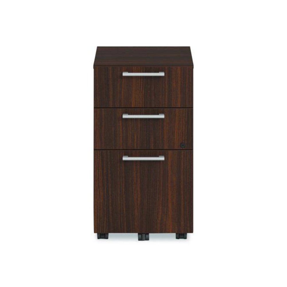 Alera Seville Series Mobile Pedestal, Left/Right, 3-Drawer: Box/Box/File, Legal, Mahogany, 15" x 18" x 27". Picture 3