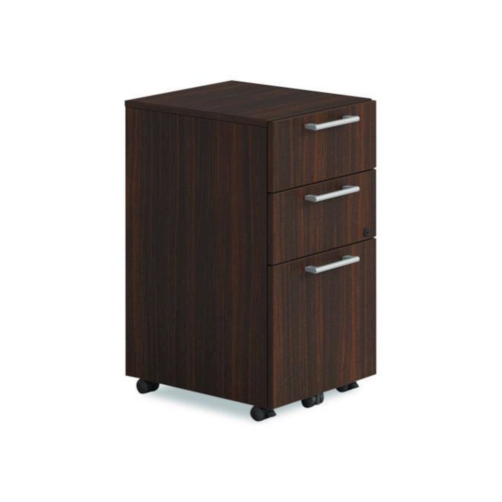 Alera Seville Series Mobile Pedestal, Left/Right, 3-Drawer: Box/Box/File, Legal, Mahogany, 15" x 18" x 27". Picture 1