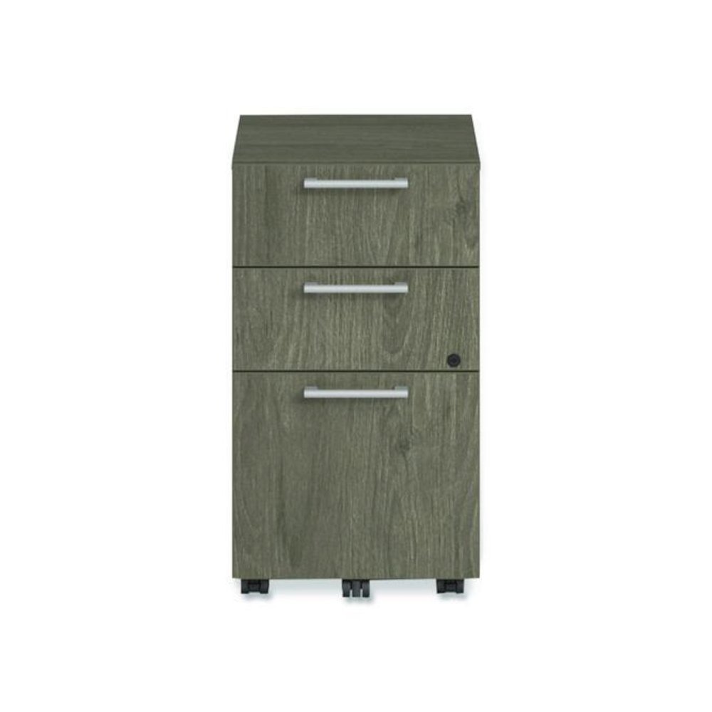 Alera Seville Series Mobile Pedestal, Left/Right, 3-Drawer: Box/Box/File, Legal, Walnut, 15" x 18" x 27". Picture 1