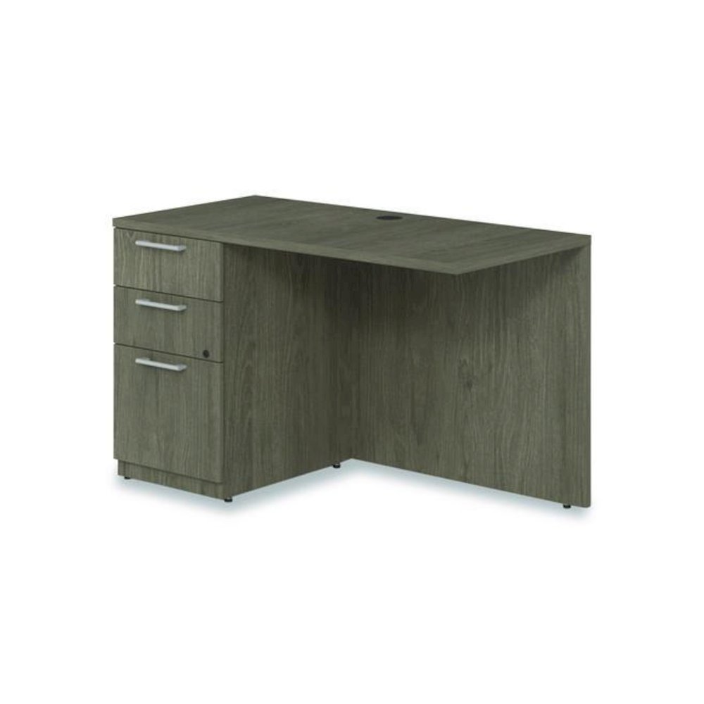 Alera Seville Series Desk Return with Pedestal, Left, 48" x 24" x 29", Walnut. Picture 5