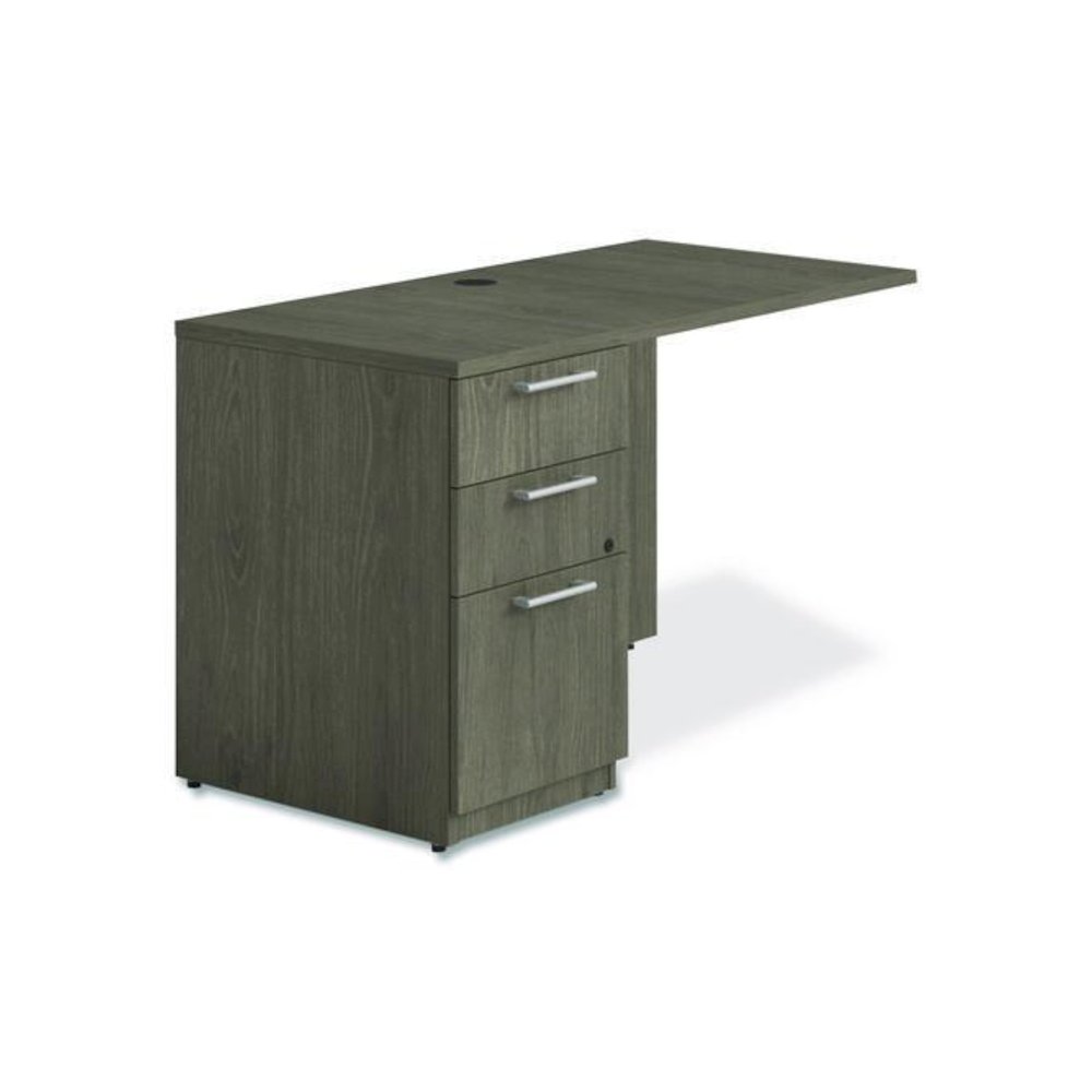 Alera Seville Series Desk Return with Pedestal, Left, 48" x 24" x 29", Walnut. Picture 1