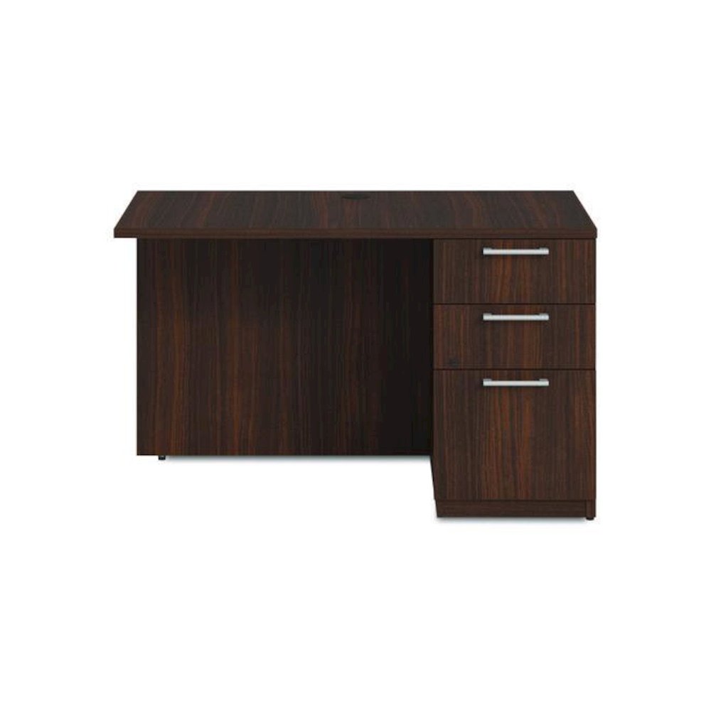 Alera Seville Series Desk Return with Pedestal, Right, 48" x 24" x 29", Mahogany. Picture 3