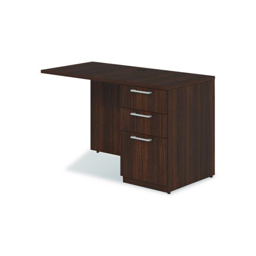 Alera Seville Series Desk Return with Pedestal, Right, 48" x 24" x 29", Mahogany. Picture 4