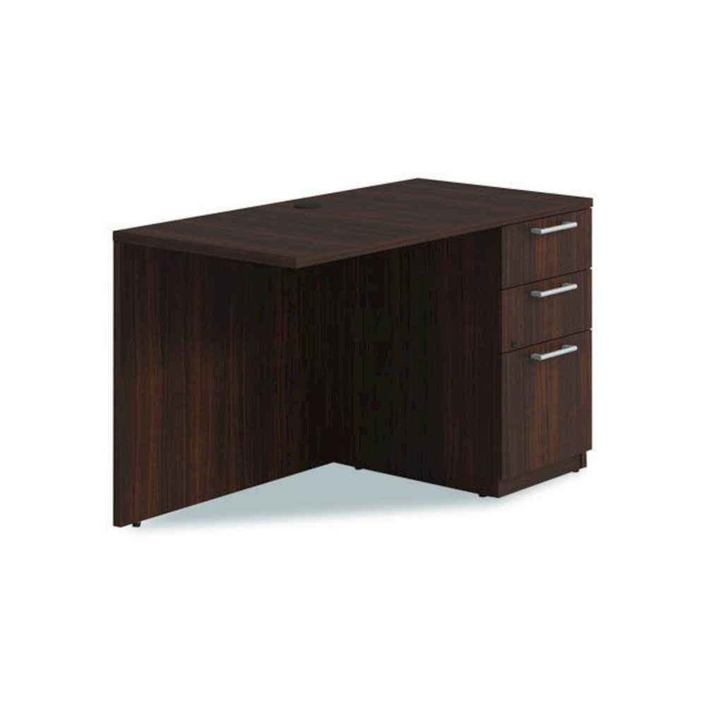 Alera Seville Series Desk Return with Pedestal, Right, 48" x 24" x 29", Mahogany. Picture 1
