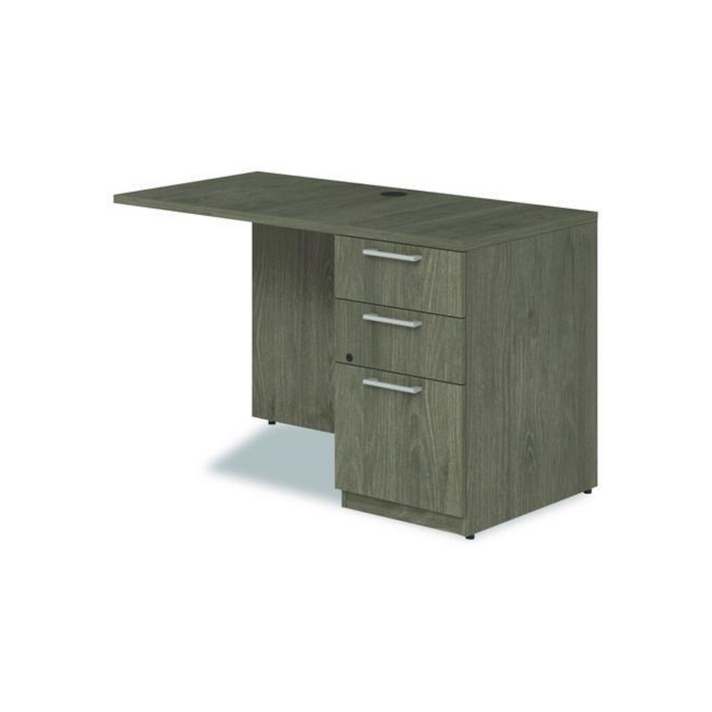 Alera Seville Series Desk Return with Pedestal, Right, 48" x 24" x 29", Walnut. Picture 4