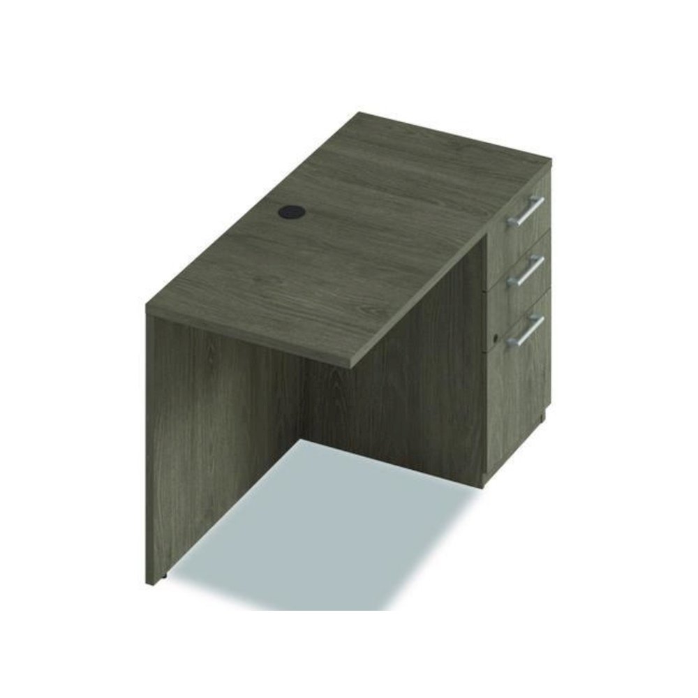 Alera Seville Series Desk Return with Pedestal, Right, 48" x 24" x 29", Walnut. Picture 5