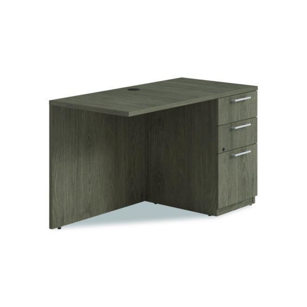 Alera Seville Series Desk Return with Pedestal, Right, 48" x 24" x 29", Walnut. Picture 1