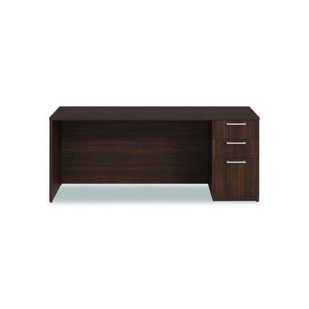 Alera Seville Series Credenza with Pedestal, Right Pedestal, 72w x 24d x 29h, Mahogany. Picture 3