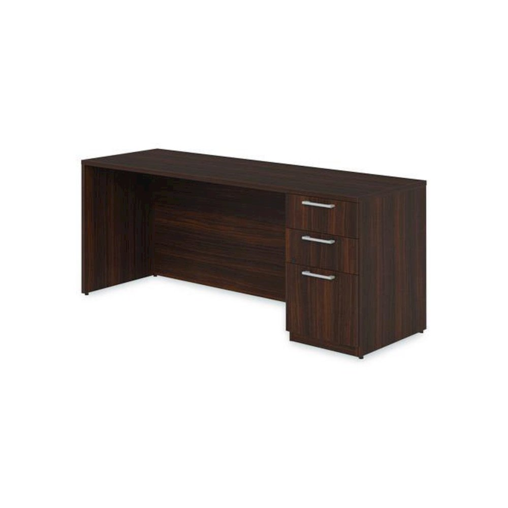 Alera Seville Series Credenza with Pedestal, Right Pedestal, 72w x 24d x 29h, Mahogany. Picture 4