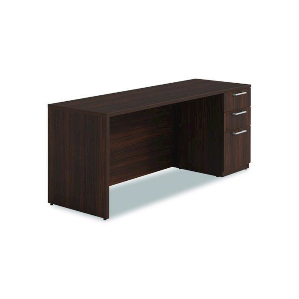 Alera Seville Series Credenza with Pedestal, Right Pedestal, 72w x 24d x 29h, Mahogany. Picture 1