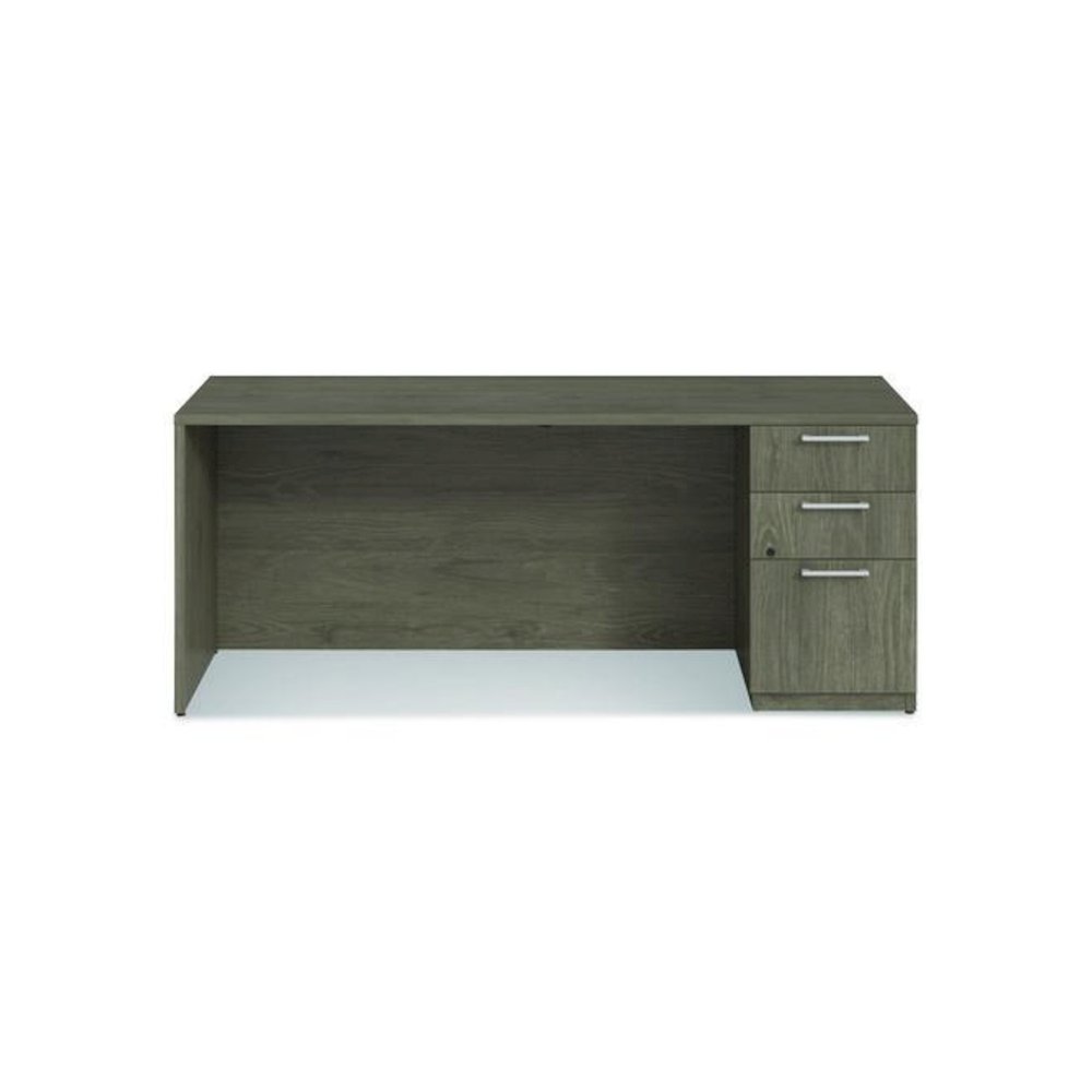 Alera Seville Series Credenza with Pedestal, Right Pedestal, 72w x 24d x 29h, Walnut. Picture 3