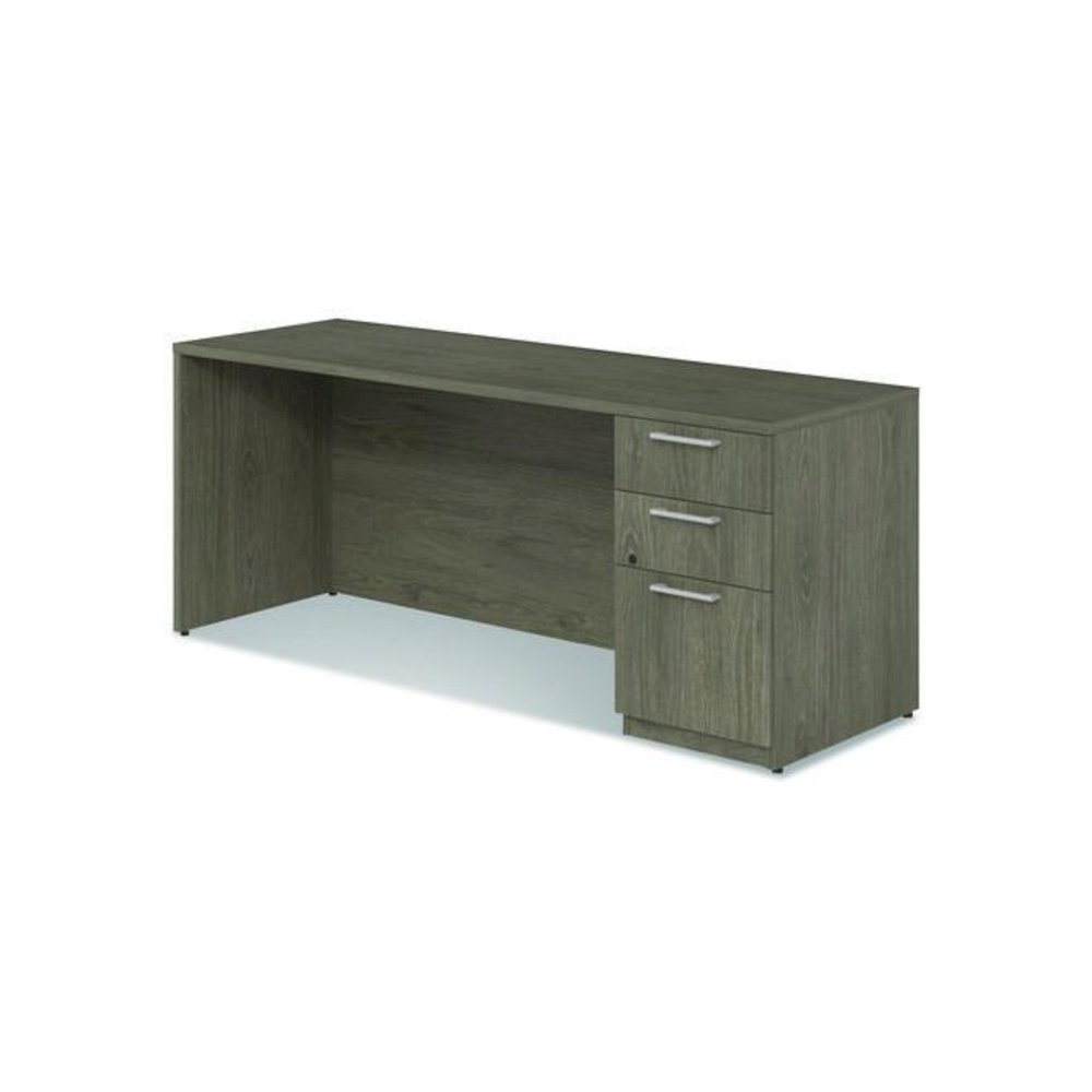 Alera Seville Series Credenza with Pedestal, Right Pedestal, 72w x 24d x 29h, Walnut. Picture 4