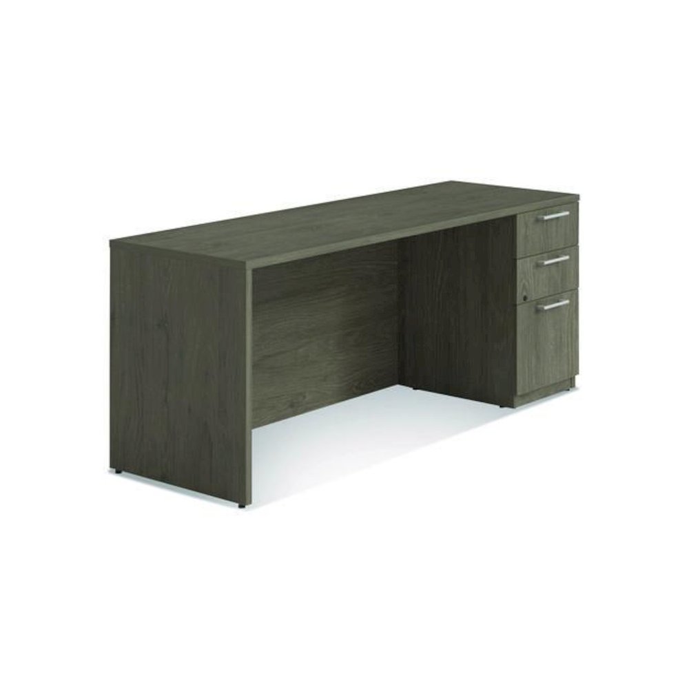 Alera Seville Series Credenza with Pedestal, Right Pedestal, 72w x 24d x 29h, Walnut. Picture 1