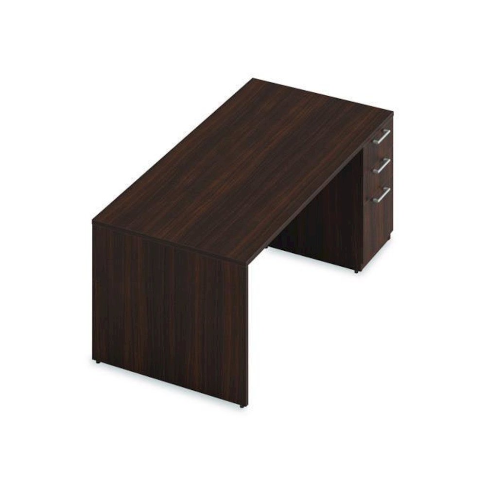 Alera Seville Series Single Pedestal Desk, Right Pedestal, 72" x 36" x 29", Mahogany. Picture 5