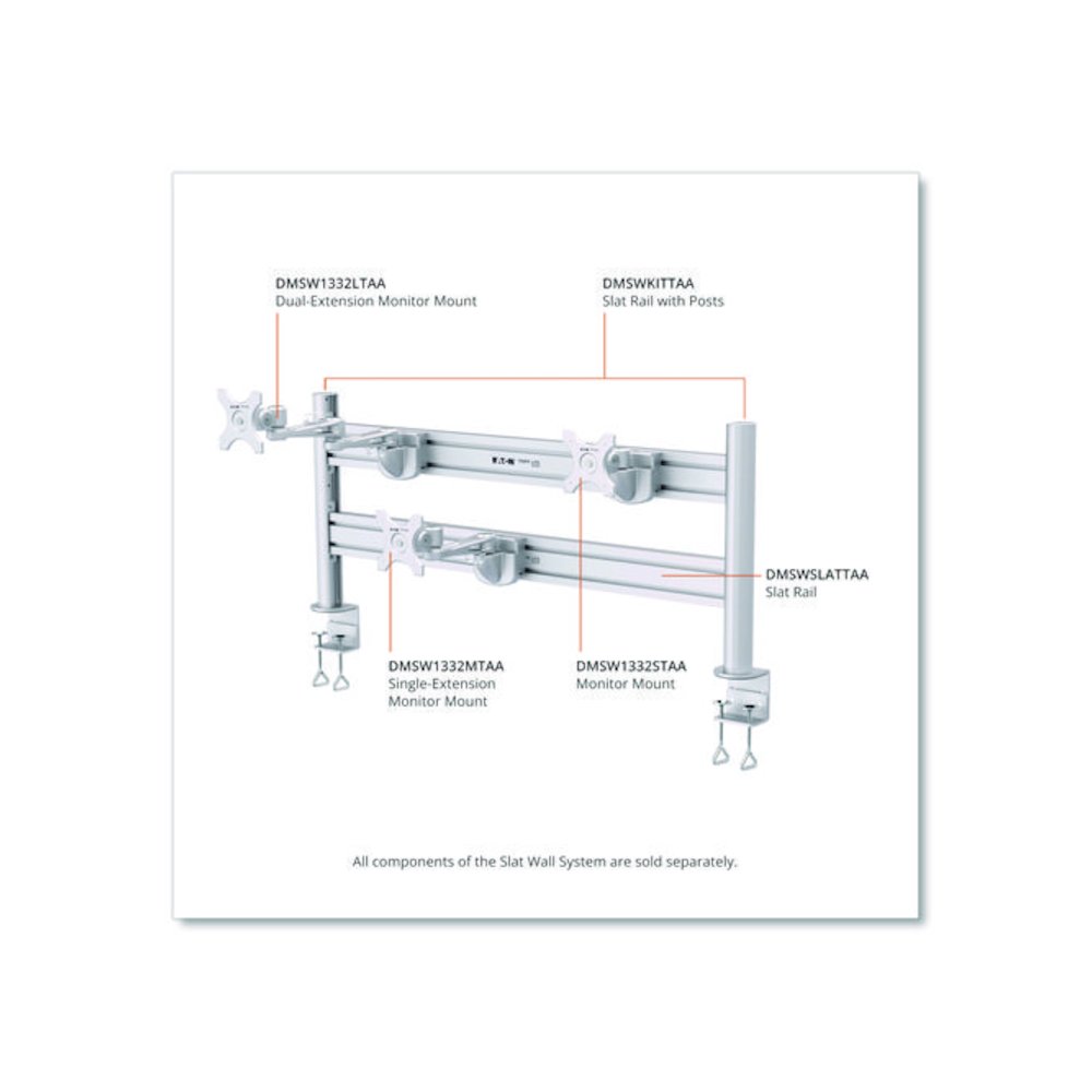 Slat Rail for Slat Wall System for 32" TVs, 3.39w x 1.8d x 41h, Silver, Supports 33 lb. Picture 5