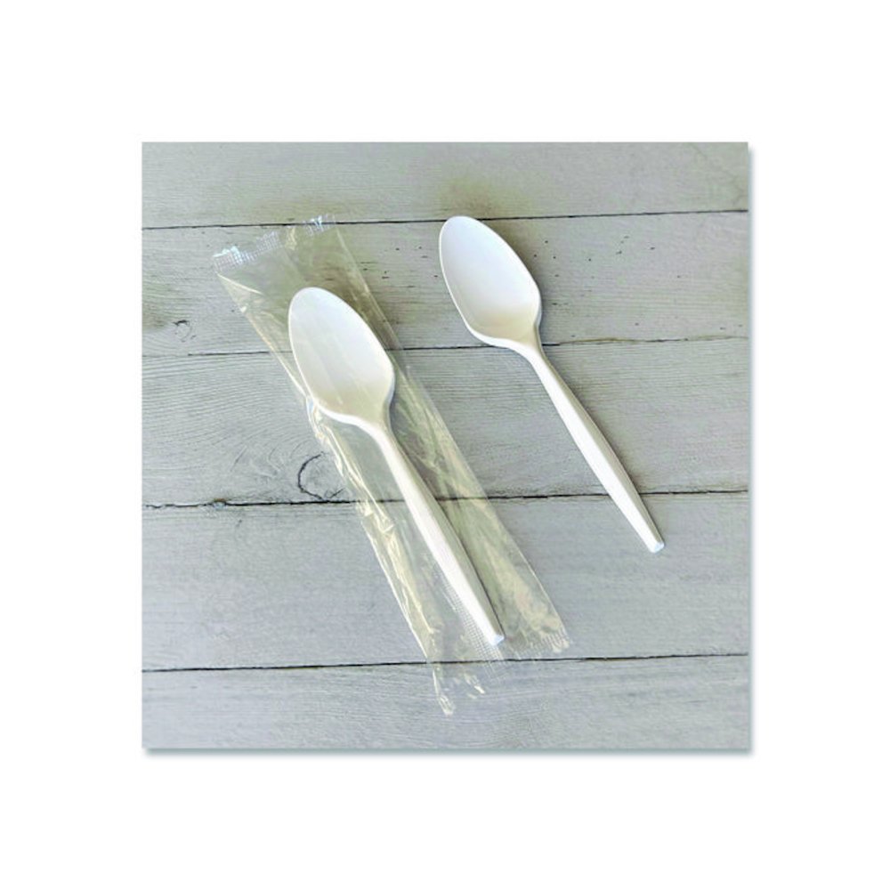 Mediumweight Wrapped Polypropylene Cutlery, Spoon, 5.31", Plastic, White, 1,000/Carton. Picture 2