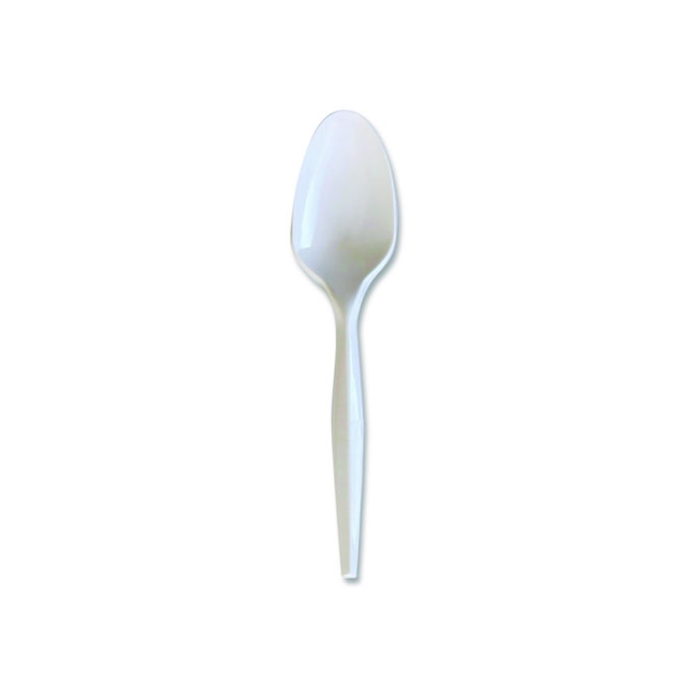 Heavyweight Wrapped Polystyrene Cutlery, Spoon, Plastic, White, 1,000/Carton. Picture 2
