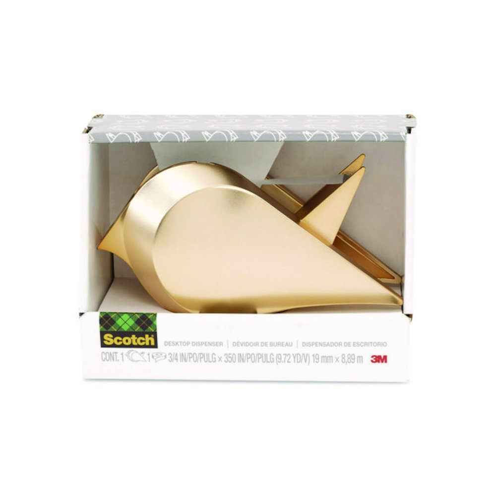 Bird Desktop Tape Dispenser, 1" Core, Metallic Gold. Picture 1
