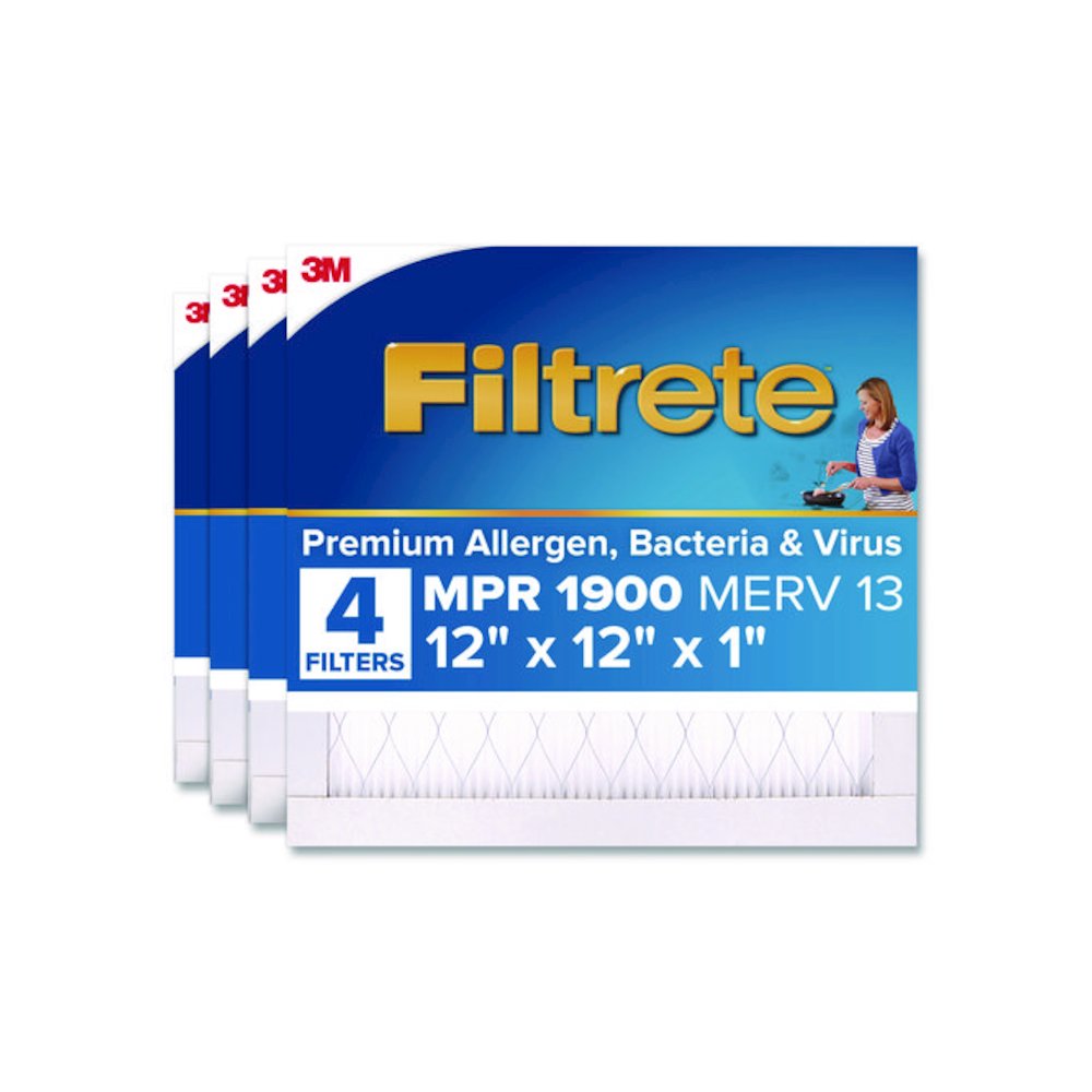 Premium Allergen, Bacteria and Virus Air Filter, MERV 13, MPR 1900, 12 x 12, 4/Carton. Picture 1