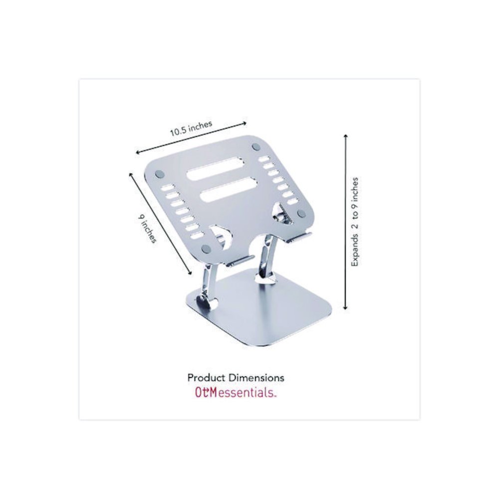 Adjustable Laptop Riser Stand, 10.62" x 9" x 1.5" to 5", Silver. Picture 2