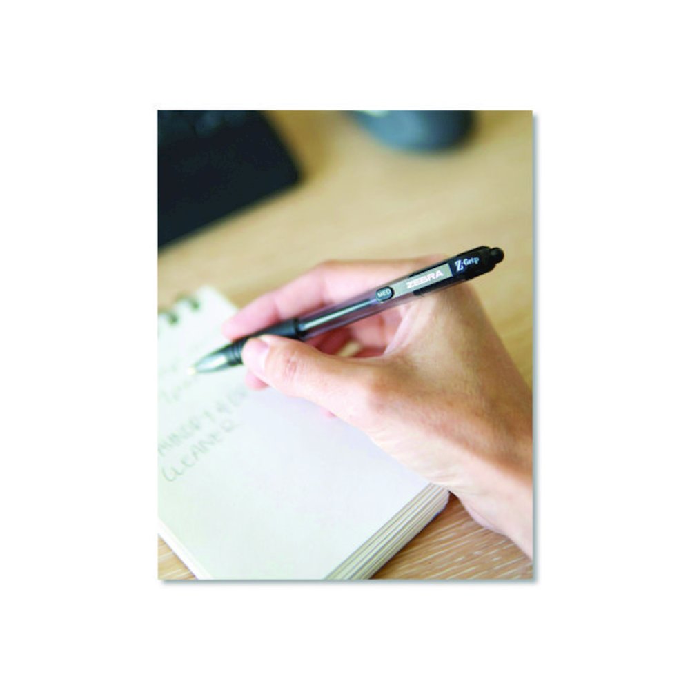 Z-Grip Ballpoint Pen, Retractable, Medium, 1 mm, Black Ink, Clear/Black Barrel, 96/Pack. Picture 4
